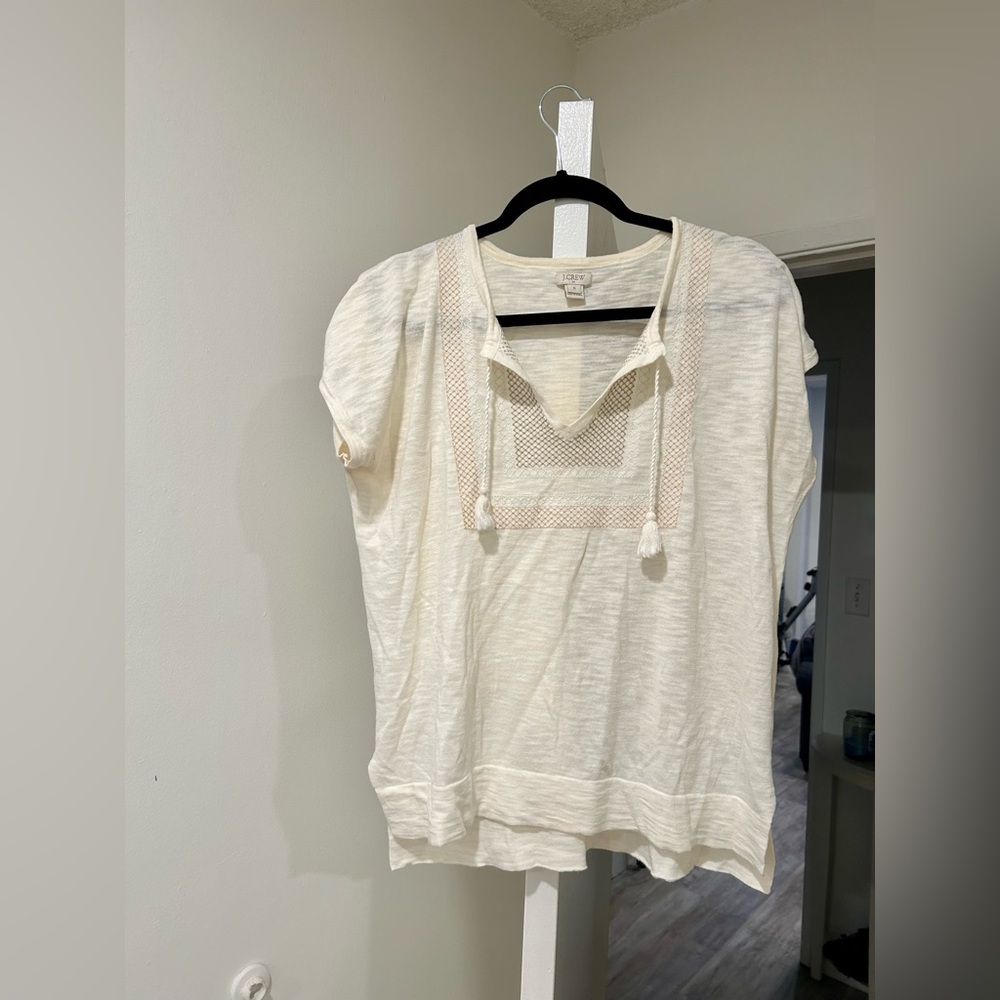 J.Crew Cream Top with Tassels